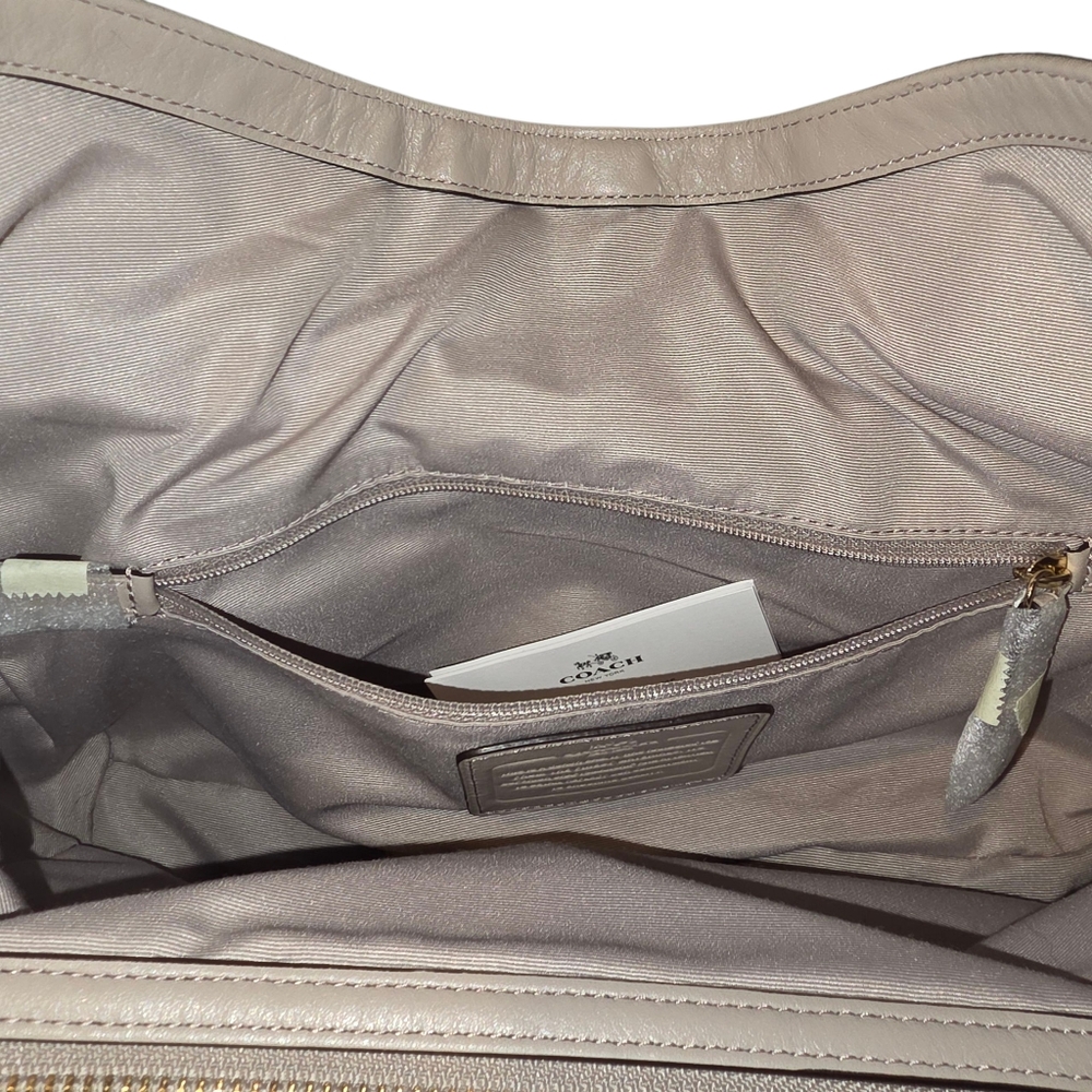 Coach Carlyle NWT F37637 Smooth Leather Shoulder Bag - Grey Birch & Dustbag - Picture 12 of 13
